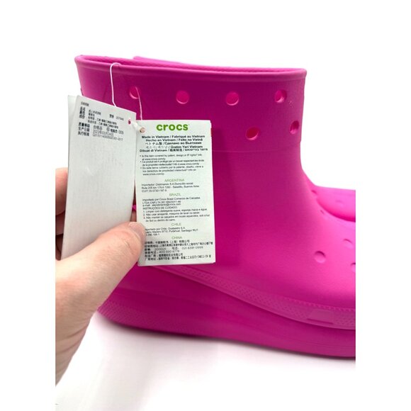 Crocs Size 12M Pink Rain Boot Lightweight Waterproof Footwear Iconic Comfort Des - Picture 10 of 11